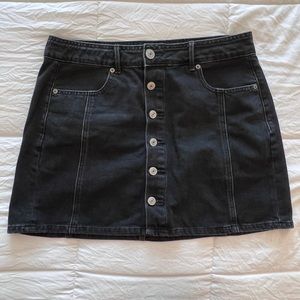 American Eagle Black Denim Button Up Skirt